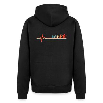 Tischtennis Pingpong Ekg Heartbeat - Unisex Premium Bio Zip Hoodie - Schwarz - Hinten - Nico (187cm)