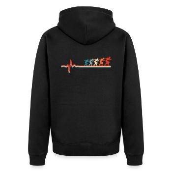 Roller Skates Roller Skating ECG Heartbeat - Unisex Premium Organic Zip Hoodie - black - Back - Nico (187cm)