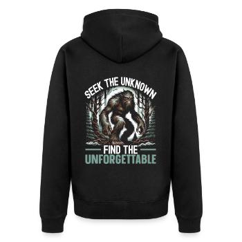 Mogollon-Monster Mythische Kryptozoologie Kryptide - Unisex Premium Bio Zip Hoodie - Schwarz - Hinten - Nico (187cm)
