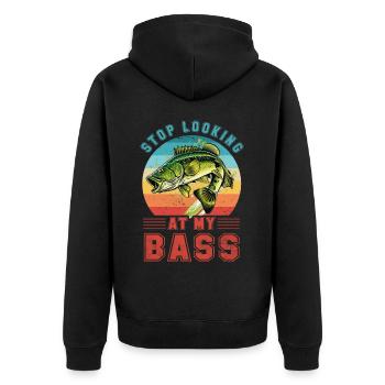 Arrêtez de regarder ma basse - Veste à capuche bio Premium Unisexe - noir - Dos - Nico (187cm)