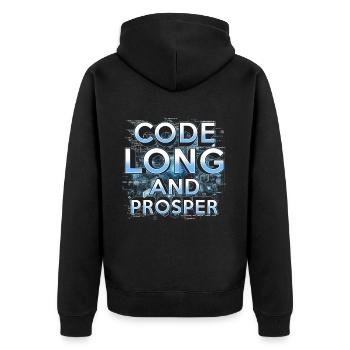 Robotik Ingenieur - Unisex Premium Bio Zip Hoodie - Schwarz - Hinten - Nico (187cm)