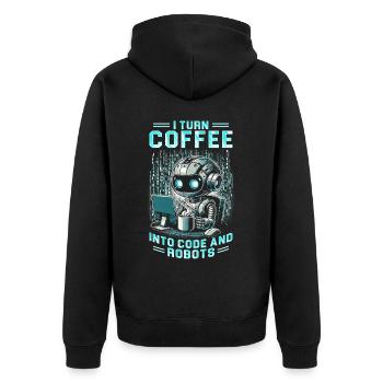 Robotics Engineer Turn Coffee Into Code And Robots - Unisex Premium Organic Zip Hoodie - black - Back - Nico (187cm)