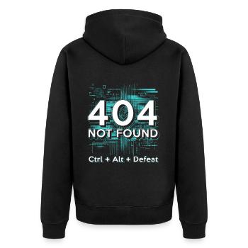 Robotik Ingenieur 404 Not Found CTRL+Alt+Defeat - Unisex Premium Bio Zip Hoodie - Schwarz - Hinten - Nico (187cm)