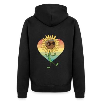 Sommer Sonnenblume Blume Garten Brille Flora - Unisex Premium Bio Zip Hoodie - Schwarz - Hinten - Nico (187cm)