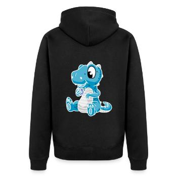 Drino Dinosaurier Drachen Kind Kinder - Unisex Premium Bio Zip Hoodie - Schwarz - Hinten - Nico (187cm)