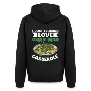 Cadeau de casserole de haricots verts - Veste à capuche bio Premium Unisexe - noir - Dos - Nico (187cm)