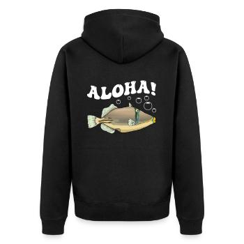Humuhumunukunukuapua'a Hawaiianischer Riff-Drücker - Unisex Premium Bio Zip Hoodie - Schwarz - Hinten - Nico (187cm)