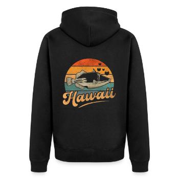Humuhumunukunukuapua'a Hawaiian Reef Pusher - Unisex Premium Organic Zip Hoodie - black - Back - Nico (187cm)