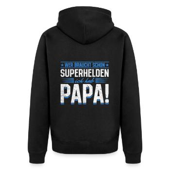 Superhero Dad Better Than Any Comic Hero - Unisex Premium Organic Zip Hoodie - black - Back - Nico (187cm)