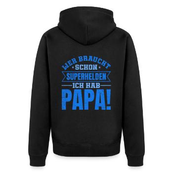 Superheld Papa Besser als jeder Comic-Held - Unisex Premium Bio Zip Hoodie - Schwarz - Hinten - Nico (187cm)