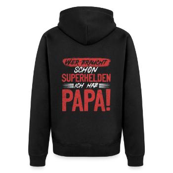 Superhero Dad Better Than Any Comic Hero - Unisex Premium Organic Zip Hoodie - black - Back - Nico (187cm)