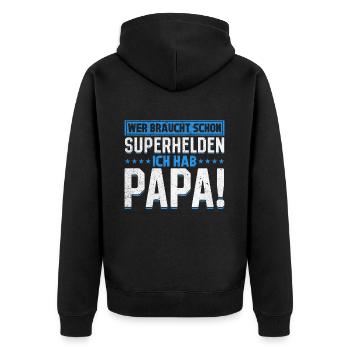 Superhero Dad Better Than Any Comic Hero - Unisex Premium Organic Zip Hoodie - black - Back - Nico (187cm)