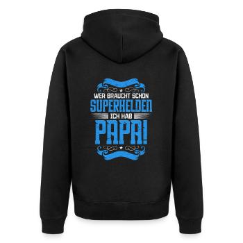 Superhero Dad Better Than Any Comic Hero - Unisex Premium Organic Zip Hoodie - black - Back - Nico (187cm)