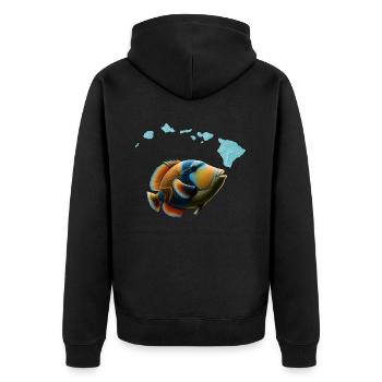 Humuhumunukunukuapua'a Hawaiian Reef Pusher - Unisex Premium Organic Zip Hoodie - black - Back - Nico (187cm)