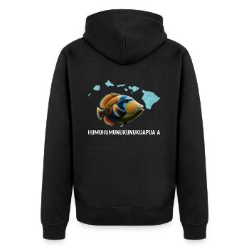 Humuhumunukunukuapua'a Hawaiianischer Riff-Drücker - Unisex Premium Bio Zip Hoodie - Schwarz - Hinten - Nico (187cm)