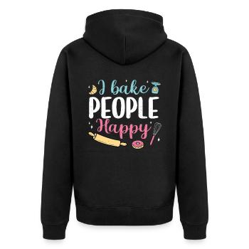 Baker - Unisex Premium Organic Zip Hoodie - black - Back - Nico (187cm)