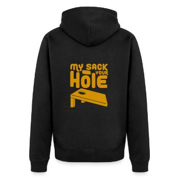 Cornhole pouf trou aveugle cadeau - Veste à capuche bio Premium Unisexe - noir - Dos - Nico (187cm)