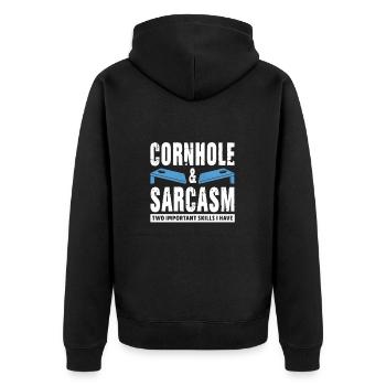 Cornhole pouf trou aveugle cadeau - Veste à capuche bio Premium Unisexe - noir - Dos - Nico (187cm)
