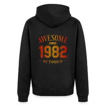 October 1982 - Geburtstag im Oktober Awesome - Unisex Premium Bio Zip Hoodie - Schwarz - Hinten - Nico (187cm)