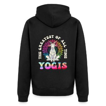 Ziegen-yoga-meditation, Yoga-kurs, Yoga - Unisex Premium Bio Zip Hoodie - Schwarz - Hinten - Nico (187cm)