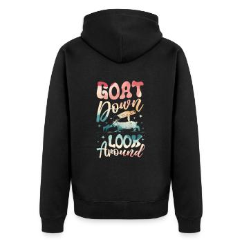 Ziegen-yoga-meditation, Yoga-kurs, Yoga - Unisex Premium Bio Zip Hoodie - Schwarz - Hinten - Nico (187cm)