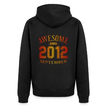 September 2012 - Birthday in September Awesome - Unisex Premium Organic Zip Hoodie - black - Back - Nico (187cm)