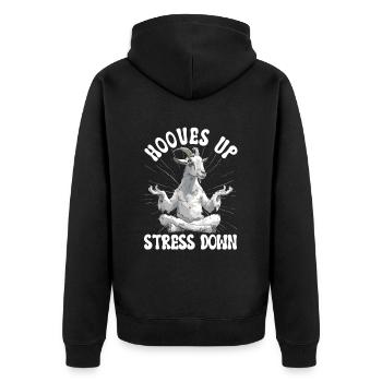 Goat yoga meditation, yoga class, yoga - Unisex Premium Organic Zip Hoodie - black - Back - Nico (187cm)
