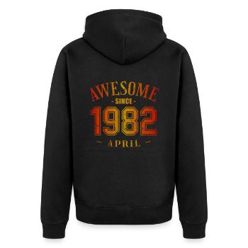April 1982 - Geburtstag im April Awesome - Unisex Premium Bio Zip Hoodie - Schwarz - Hinten - Nico (187cm)