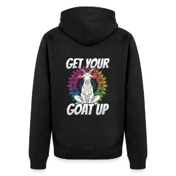 Ziegen-yoga-meditation, Yoga-kurs, Yoga - Unisex Premium Bio Zip Hoodie - Schwarz - Hinten - Nico (187cm)