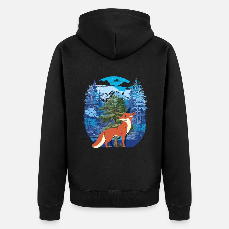 Forêt de renards - Veste à capuche bio Premium Unisexe - noir