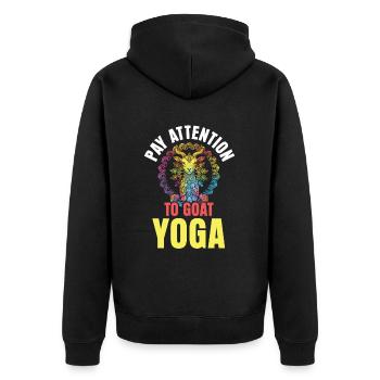 Ziegen-yoga-meditation, Yoga-kurs, Yoga - Unisex Premium Bio Zip Hoodie - Schwarz - Hinten - Nico (187cm)