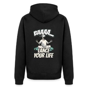 Goat yoga meditation, yoga class, yoga - Unisex Premium Organic Zip Hoodie - black - Back - Nico (187cm)