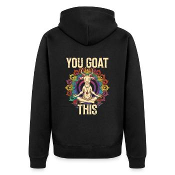 Goat yoga meditation, yoga class, yoga - Unisex Premium Organic Zip Hoodie - black - Back - Nico (187cm)