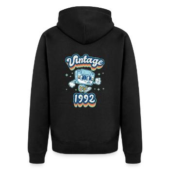 1992 Vintage anniversaire rétro Vintage cadeau - Veste à capuche bio Premium Unisexe - noir - Dos - Nico (187cm)
