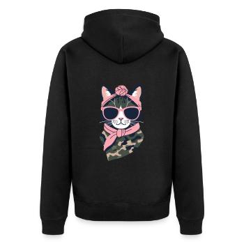 Cute Cat Mom Cat Lover Mom Style - Unisex Premium Organic Zip Hoodie - black - Back - Nico (187cm)
