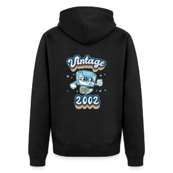 2002 Jahrgang Geburtstag Retro Vintage Geschenk - Unisex Premium Bio Zip Hoodie - Schwarz - Hinten - Nico (187cm)