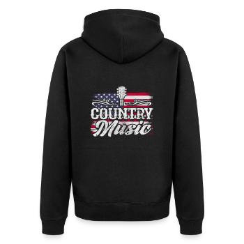 Country - Unisex Premium Organic Zip Hoodie - black - Back - Nico (187cm)