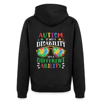 Autismus Awareness Day Autist Geschenk - Unisex Premium Bio Zip Hoodie - Schwarz - Hinten - Nico (187cm)