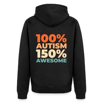 Autismus Autist - Unisex Premium Bio Zip Hoodie - Schwarz - Hinten - Nico (187cm)