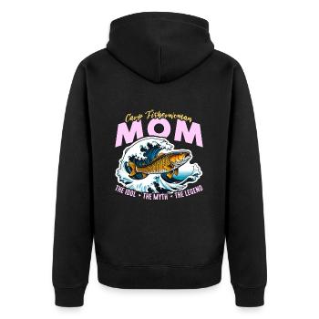 Maman pêcheur de carpe L’idole Le mythe Amateur de pêche - Veste à capuche bio Premium Unisexe - noir - Dos - Nico (187cm)