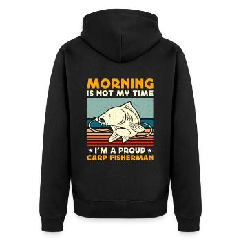 Le matin du pêcheur de carpe n’est pas mon heure de chasse au poisson - Veste à capuche bio Premium Unisexe - noir - Dos - Nico (187cm)