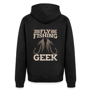 Fly Fishing Geek Loves Fish Hunting Fly Fisherman - Unisex Premium Bio Zip Hoodie - Schwarz - Hinten - Nico (187cm)