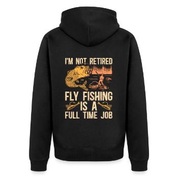 Fly Fishing I'm Not Retired Fly Fisherman Lover - Unisex Premium Bio Zip Hoodie - Schwarz - Hinten - Nico (187cm)