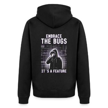 Ingénieur en robotique Adoptez les bugs C’est une fonctionnalité - Veste à capuche bio Premium Unisexe - noir - Dos - Nico (187cm)