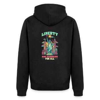 Patriotic Chef Liberty and Barbecue for All - Unisex Premium Organic Zip Hoodie - black - Back - Nico (187cm)