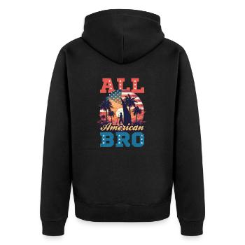 Windsurfen All American Bro - Unisex Premium Bio Zip Hoodie - Schwarz - Hinten - Nico (187cm)