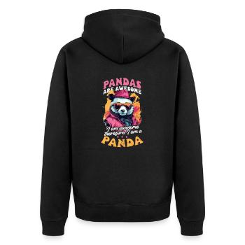 Panda Awesome Darum bin ich Awesome - Unisex Premium Bio Zip Hoodie - Schwarz - Hinten - Nico (187cm)