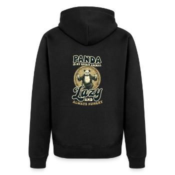 Panda Fauler und immer hungriger Panda - Unisex Premium Bio Zip Hoodie - Schwarz - Hinten - Nico (187cm)