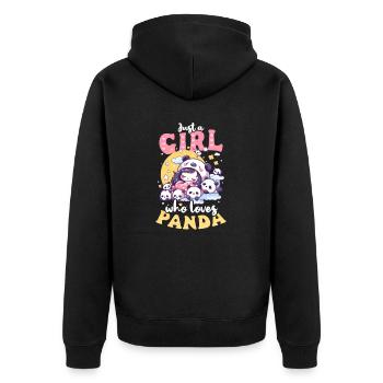 Panda-Mädchen liebt Pandas - Unisex Premium Bio Zip Hoodie - Schwarz - Hinten - Nico (187cm)