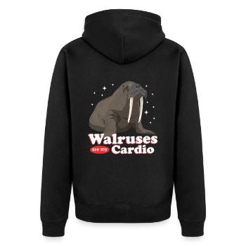Walrus Walrus Walrus Walrus Gift - Unisex Premium Organic Zip Hoodie - black - Back - Nico (187cm)
